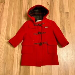 Gloverall England Classic Red Wool Duffle Toggle Coat, Sz 3T